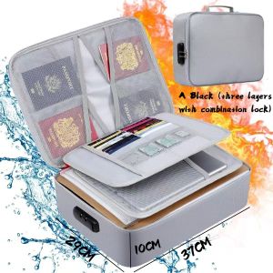 Long Waterproof Fireproof Document Organizer Money Organizer Document   Bag File Bill Organizer