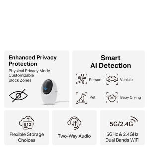 TP-Link Tapo C260 4K Face Recognition Camera + TC74 3K + C211 2K + TC70 1080p – Indoor Pan Tilt Smart WiFi Wireless CCTV