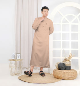 Yanura Jubah Muslim - Baju Koko Pria - Lengan Panjang Model Terbaru Lebaran 2025 Bahan Emboss A5