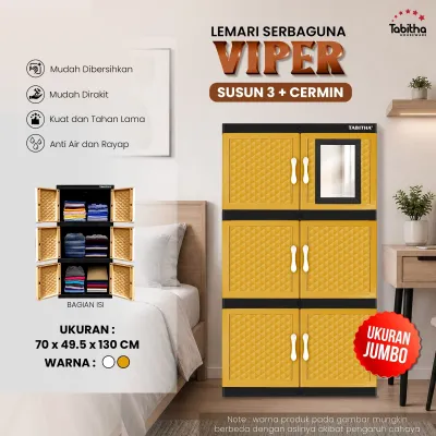 JUMBO - LEMARI PLASTIK BESAR SUSUN 4 MOTIF ROTAN