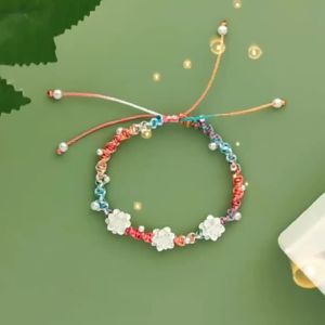 999 Pure Silver Bracelet Red Rope Three Lotus Bracelet Silver Jewelry 999 Colorful Rope Simple Versatile Womens Niche Design