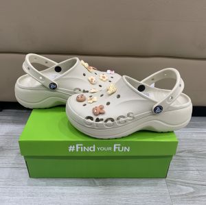 Giày sục crocs chuẩn xịn chống hôi chân nhựa tế bào êm mềm siêu bền đi mưa lội nước đi biển Crocs Baya platfrom đế cao 5cm màu kem