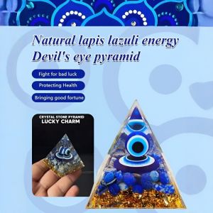 Lapis Lazuli Energy Pyramid Evil Eye Protection Natural Crystal Decor