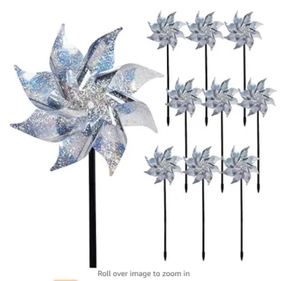 BLACKON 1/2/10pcs/set Reflective Drive Away PigeonCrow Bird-Scaring Garden Decoration Pinwheels Windmill Bird Repellent Reflective Pinwheels Wind Spinner