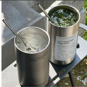 Cốc Giữ NhiệT Iced Americano Inox 304 Có Ống HútLy Uống Coffee 600ML Giữ Nhiệt 6-8H