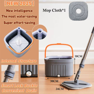 Hisoa Self Wash Spin Mop with Bucket Clean and Dirty Water Separation Flat Mop for Floor Cleaning