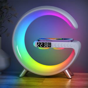 G Shape Bluetooth Speaker with Wireless Charging RGB Night Light Multifunction Desk Speaker FM Radio TF Card AUX BT2301