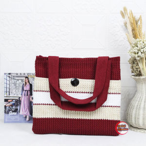 Tas rajut jinjing selempang wanita kekinian ukuran 34 cm x 36 cm besar jumbo murah banyak pilihan warna Tote bag ibu ibu pengajian Others