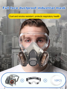 Full face dustproof industrial mask Dustproof mask Round cotton KN95 filter cotton Dustproof half mask Respiratory protection mask