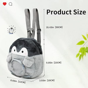 Balo mini hình thú bông dễ thương – Chim Cánh Cụt đeo chéo/đeo vai vải nhung mềm cực xinh