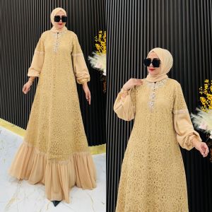 ZIFA FASHION // COD // AMIRA DRESS BY ASOPUROH // GAMIS SET PASHMINA BAHAN CRUTY MIX BRUKAT WOLL LD 110CM PB 140CM SIAP KIRIM // GAMIS FASHION WARNA BURGUNDY COKLAT MAHOGANDY TERBARU // GAMIS LEBARAN 2025 // *ST