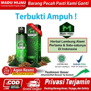 Obat Asam Lambung Herbal Madu Hijau Mengatasi Maag Kronis Kanker Lambung Gerd Axienty Sakit Perut Mual Muntah Susah BAB mengandung propolis dan madu asli BPOM Halal