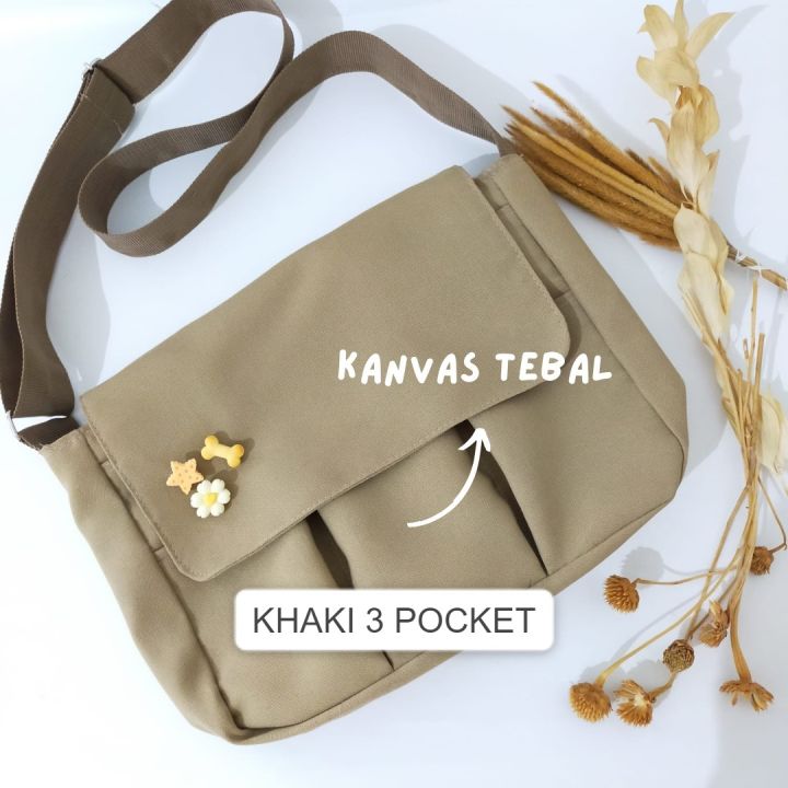 TAS SLING BAG CANVAS MURAH SHOULDER BAG CANVAS POCKET BISA COD  Lazada Indonesia