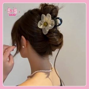 Kẹp tóc Hoa Lưới Đính Đá 8cm cao cấp KEXI phong cách tiểu thư Hàn Quốc kẹp càng cua nữ sang trọng