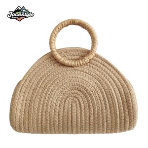 Handwoven Clutch Purse Chic Cotton Rope Holiday Travel Handbag Retro Rattan Bag Vacation Bag for Women and Girls