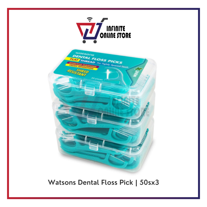 Watsons Mint Dental Floss Picks Flat / Round (50s x 3 Box) Lazada