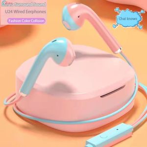 🎧【Readystock】 + FREE Shipping 🎧 Macaron U24 Universal Hi-Fi Earphone Mic with Storage Bag Universal In-Ear Wired Headphones
