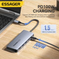 Essager 7/6-in-1 usb3.2 Loại C HUB Loại C để HDMI USB 3.2 Gen2 10gbps Loại bộ chuyển đổi C pd100w sạc nhanh trung tâm áp dụng cho M.2 (2230/2242/2260/2280) giao thức NVMe SSD Tương thích với M key B & m giao diện chính cho điện thoại máy tính bảng máy tín. 