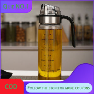 500ml Borosilicate Glass Bottle Kitchen Condiments Oil Dispenser with Handle Easy Refill Measuring Container