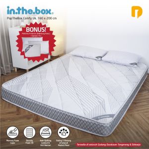 Kasur PopTheBox Comfy Uk. 160 x 200 Bonus Mattress Protector N 2 Pcs Bantal