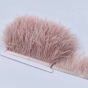 JAYNEBIO 1 Meter Sewing Decoration Natural Ostrich Feathers 8-10cm Wide Ribbon Tassel Feather Plumes Ribbon Selvage Handmade Apparel Fabric Feather Trim Fringe Wedding Party Decoration