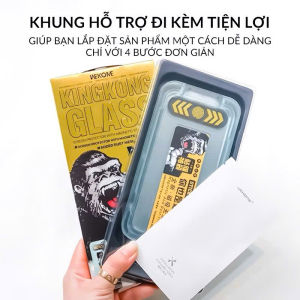Kính cường lực KingKong kèm KHUNG TỰ DÁN full viền trong suốt cho 17 16 pro max 15 14 13 Plus 12 Pro MVSTORE