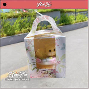 Hộp cupcake 1 bánh Thank You For Everthing (có cửa sổ 10 hộp) đựng bánh rau câu bông lan pudding