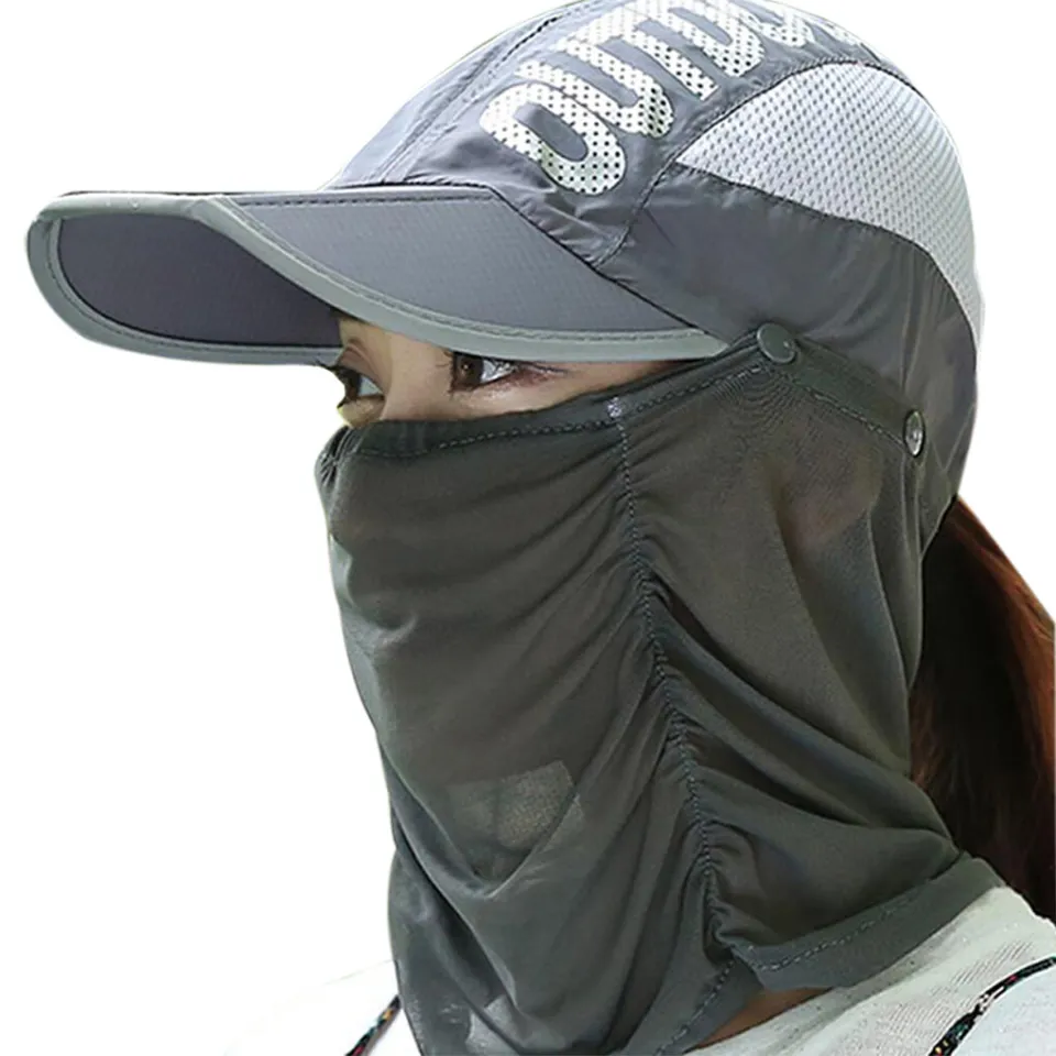 Outdoor Fishing Hat with Removable Neck Flap and Face Cover Mask