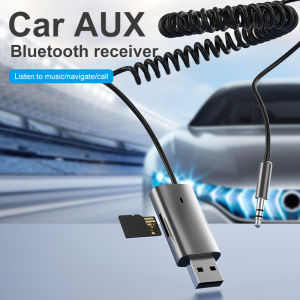 KEBETEME Bluetooth Receiver Aux Adapter USB to 3.5mm Jack Car Audio Aux Bluetooth 5.1 Handsfree Kit for Car Receiver BT Transmitter Support TF Card Function