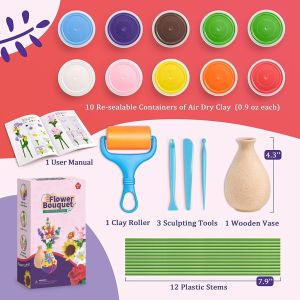 EmmAmy® Childrens Handmade DIY Flower Clay Toys / 10-color Clay Molding Tools Set Kids DIY Clay Toys Gift