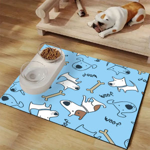 1pc blue Pet Feeding Mat Dog Cat Bowl Mat Pet Dining Tray Mat Absorbent Pet Quick Dry Absorbent pad