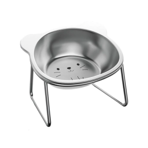 Elevated Cats BowlWhiskers FriendlyRaised Cats Bowl Stainless Steel Bowl with Metal Stand for Small Dog