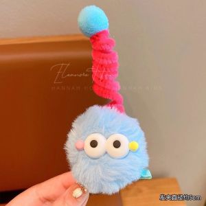 HANNAHKIDS Winter New Style Funny Cute Plush Big Eye Hair Clip Girls Fashion Sweet Hair Little Monster Accessories 可爱煤球扭扭棒发夹