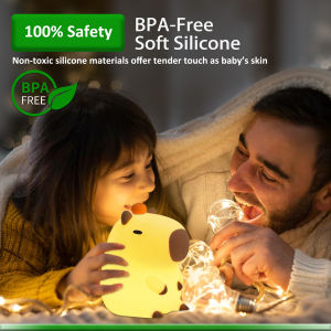 Capybara Lamp Cute Capybara Gifts for Kids Soft Silicone Night Light Kids Nursery Nightlight LED Touch Light Kids Bedroom Decor as Xmas Birthday Gifts for Boys Girls卡皮巴拉小夜灯
