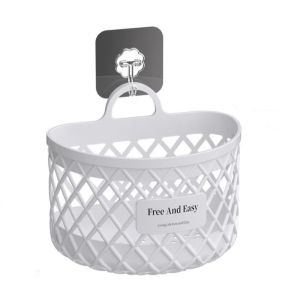 GIORGIONE STORE No Drill Hanging Storage Basket Multifunctional Drainage Shelf Toiletry Holder Box Stylish Hollow Out Kitchen Storage Basket Kitchen Use