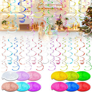 30Pcs Hanging Swirl Decorations Plastic Streamer Party Swirl Spiral Decorations for Ceiling WeddingChristmas Birthday Party Supply