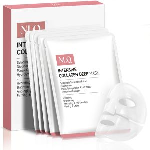 NLQ Collagen Face Mask Overnight Hydrogel Deep Mask - Glass Skin Intensive Hydrating & Firming Pore Refining Sheet Mask Skincare Gift for Women (5 Sheets)