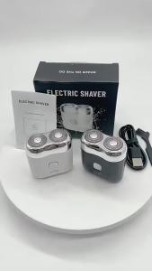 AE Magnetic Dual Blade Head IPX7 Portable electric shaver in a small square caseShaves the beard super clean