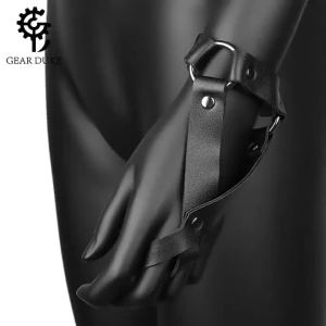 Phong cách punk Âu Mỹ độc đáo PU Vòng tay da nữ phong cách quán bar   Biểu diễn sân khấu KTV Phụ kiện dây buộc biểu diễn tại hộp đêm