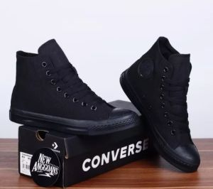PROMO SEPATU PRIA SNEAKERS KONVES HITAM POLOS FULLBLACK SEPATU PRIA SEPATU WANITA SEPATU