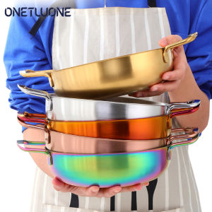 Onetwone หม้อบะหมี่กึ่งสำเร็จรูปหม้อสแตนเลสสไตล์เกาหลีหม้อเหนี่ยวนำแก๊สในครัวหม้อซุปเครื่องครัวกระทะทอด