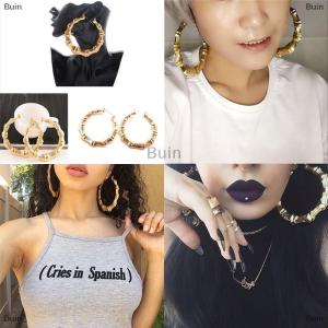 [COD] Buin Large Bamboo Earrings Hip-Hop Earrings Ladies Hoop Hoops Ear Circle