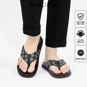 Dép nam MWC 7789 - Dép Nam Quai Kẹp Phối Caro Đế Bằng Cao Cấp Thời Trang
