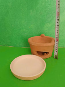 Combo lò nhỏ 14 cm và khay đựng 14 cm bằng đất nung