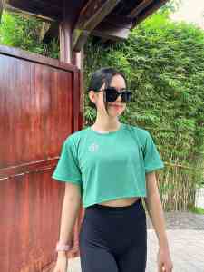 Áo croptop thể thao Nữ tập Gym Yoga Pilates FANFIT FFCR001 - Form rộng tay ngắn