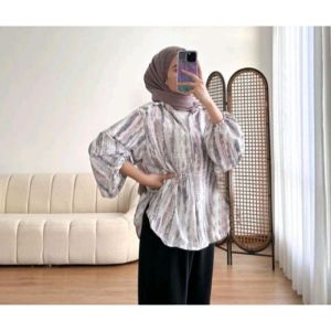 Kemeja Blouse ZARA Lengan Balon Oversize LD 120 COD - GSU