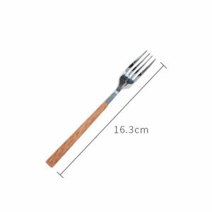 Korean style dinnerware wooden handle table knife fork spoon stainless steel cutlery tableware set Serving Utensils