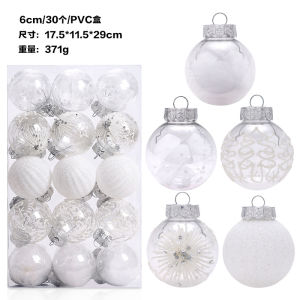 6CM/30Pcs Christmas Decorations Painted Transparent Christmas Ball Set Gift Christmas Tree Pendant