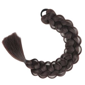 BEAUTYLADIES Long Braided Ponytail Extensions Elastic Band Hair Band Handmade Braids Pony Tails Hair Accessories Natural Twist Braid Hairpiece for Women