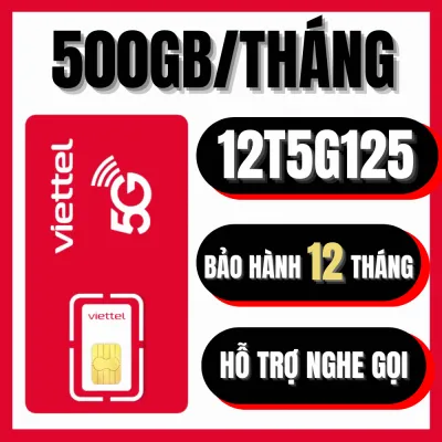 ( MỚI ) Sim 5G Viettel Trọn Gói 1 Năm Ưu Đãi Khủng 500GB/Tháng Data Tốc Độ Cao Data Không Chia Giới Hạn Trong Ngày - Sim Chuyên Dùng Mạng Không Cần nạp Tiền | 6T5G125 12T5G125 . FREESHIP - CHƯA KÍCH HOẠT